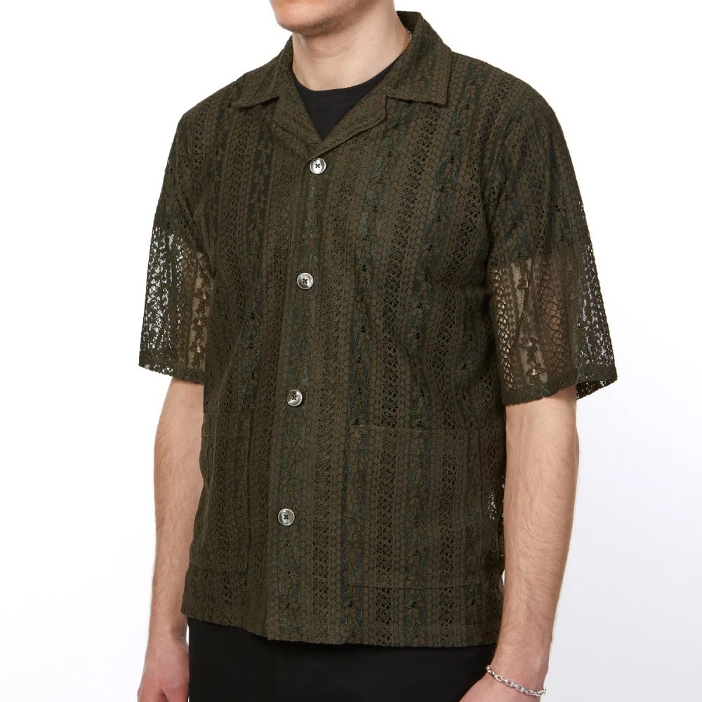 Brown Lace Cabana SS Shirt – Needles
